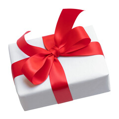 Wall Mural - dynamic angle collection of white gift box with red ribbon bow for celebration season template desig