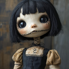 Creepy stitched up gothic style Japanese doll 