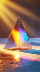 Wall Mural - Glass Pyramid Prism Refracting Light  Colorful Abstract