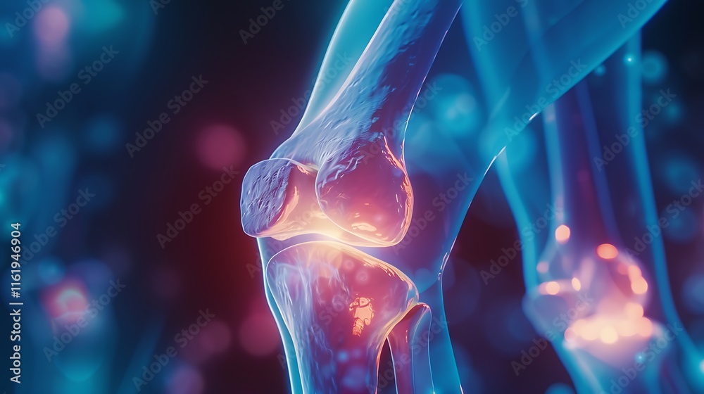 Detailed 3d medical x ray of knee joint showing bone structures and ...