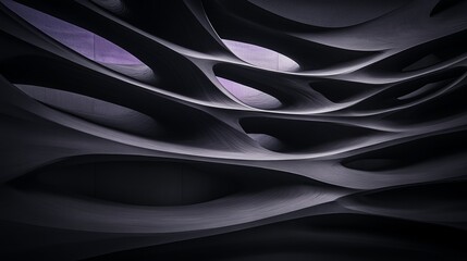 Poster - Abstract Architectural Design Dark, Wavelike Structure
