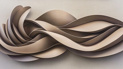 Poster - Abstract Beige Wave Sculpture, Modern Art Design