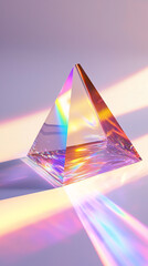 Wall Mural - Iridescent Glass Pyramid  Pastel Prism  Light Refraction