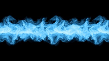 Poster - Abstract Blue Flame Wave on Black Background