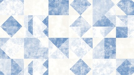 Poster - Abstract Blue Geometric Textile Pattern Design