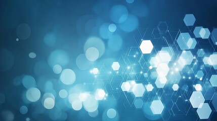 Poster - abstract blue hexagon network digital background
