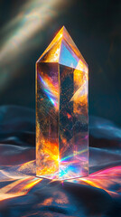 Wall Mural - Luminous Crystal Prism  Rainbow Light  Refraction  Gemstone