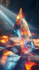 Wall Mural - Luminous Glass Pyramid  Abstract Refraction  Colorful Light