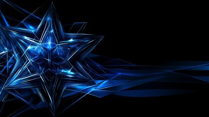 Poster - Abstract Blue Starburst, Geometric Design, Dark Background
