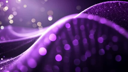 Poster - Elegant Purple Waves with Sparkling Particles and Soft Bokeh Effect in Background