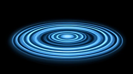 Poster - Abstract Blue Water Ripples Concentric Circles Design