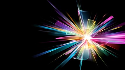 Poster - Abstract Burst of Colorful Light Rays and Shapes