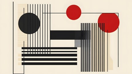 Poster - Abstract Geometric Composition Featuring Circles and Lines