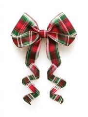 Aufkleber - Festive plaid Christmas gift bow with vibrant colors and ample space for creative text placement. Generative AI