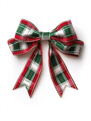 Poster - Festive plaid Christmas gift bow perfect for holiday celebrations and gift wrapping with ample space for personalization. Generative AI