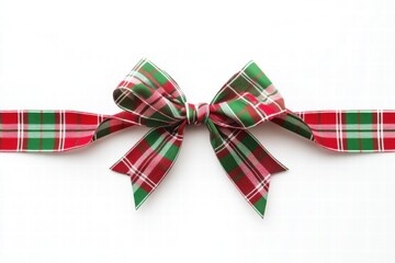 Wall Mural - Festive plaid Christmas gift bow with ample space for personalization and holiday wishes. Generative AI