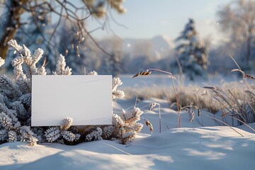 A white sign sitting on top of a snow covered field