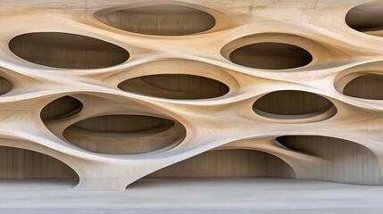 Poster - Abstract Concrete Facade with Organic Curves and Voids