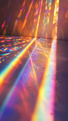 Wall Mural - Rainbow Light Leaks on Surface  Holographic Texture  Abstract Background