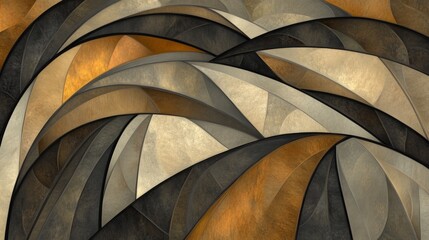 Poster - Abstract Curving Layers in Bronze, Gray, and Black