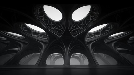 Poster - Abstract Dark Architectural Interior Design