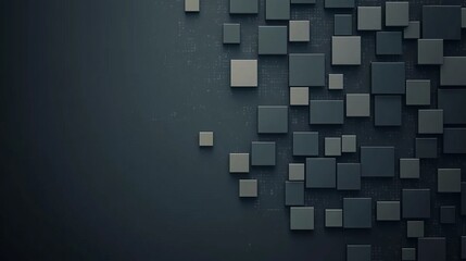 Poster - Abstract Dark Grey Cubes Digital Background Texture