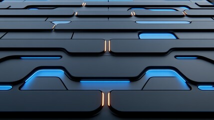 Poster - Abstract Dark Grey Tech Panel with Blue Glowing Lines