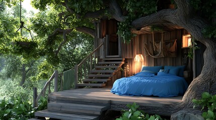 Wall Mural - Serene Treetop Bedroom Nestled In Lush Forest Canopy