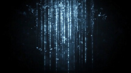 Poster - Abstract Digital Rain Blue Data Stream Background