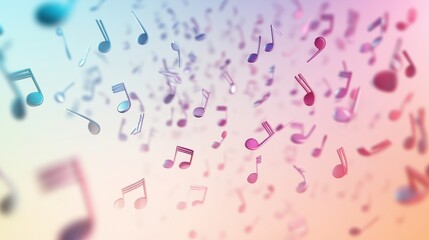 Aufkleber - Colorful 3D music notes floating in a vibrant background creating a joyful ambiance. Generative AI