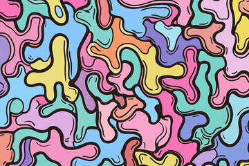 Poster - Abstract Colorful Pattern With Fluid Shapes and Vibrant Hues Creating a Playful Visual Texture