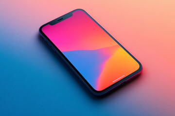 Poster - Vibrant Smartphone Display Illuminated in Colorful Gradient on Smooth Surface