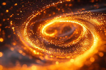 Poster - Swirling Galaxy of Golden Particles in a Cosmic Backdrop Exploring the Wonders of the Universe