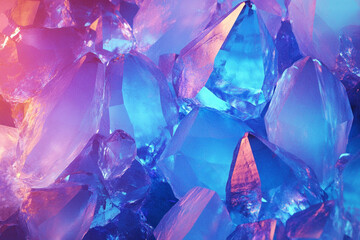 Poster - Colorful Crystals Reflect Light in Vibrant Hues Creating an Enchanting Visual Display in a Captivating Arrangement