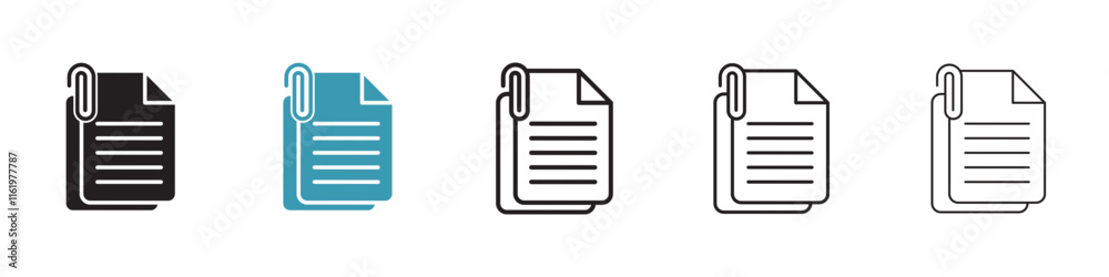 Attach document icon vector icons set in black and blue format Stock ...