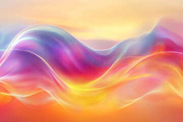 Poster - Colorful Abstract Waves Blend Together in a Beautiful Display of Warm and Cool Tones Under a Soft Gradient Sky