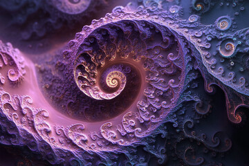 Poster - Colorful Swirling Fractal Design Creating Intricate Patterns and Shapes in Purple and Pink Hues