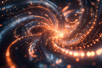 Poster - Swirling Patterns of Light and Energy Creating a Vibrant Cosmic Design in a Dark Space Environment
