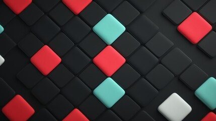 Poster - Abstract Geometric Pattern Colorful Cubes on Black