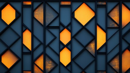 Poster - Abstract Geometric Wall Panel with Orange Lights