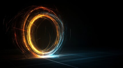 Poster - Abstract Glowing Rings Energy Vortex Technology Design