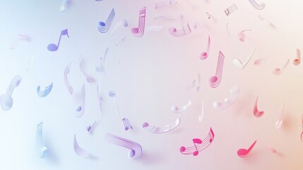 Aufkleber - Colorful 3D music notes swirling in a vibrant abstract background creating an engaging visual experience. Generative AI