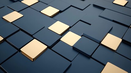 Poster - Abstract Gold and Dark Blue Geometric Pattern