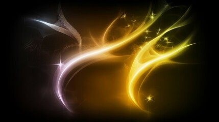 Poster - Abstract Golden and Silver Light Trails Design
