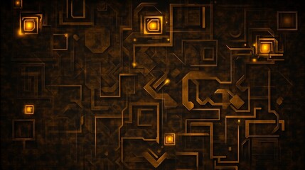 Poster - Abstract Golden Circuitry Digital Background Design