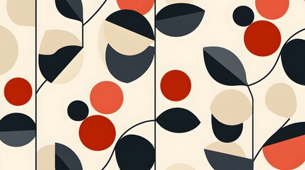 Poster - Abstract Geometric Leaf and Circle Design