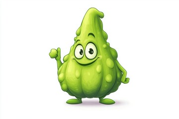 Wall Mural - A cheerful green cartoon character resembling a parval with a thumbs-up gesture.