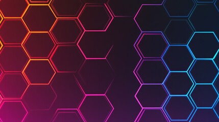 Poster - Abstract Hexagon Network Neon Gradient Design