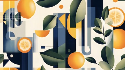 Poster - Abstract Geometric Orange Citrus Fruit Design