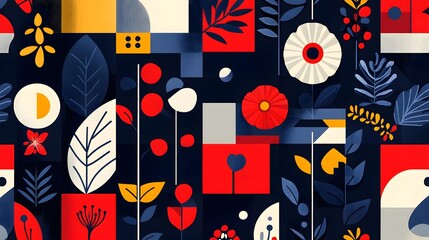 Poster - Abstract Floral Geometric Pattern Design Artwork